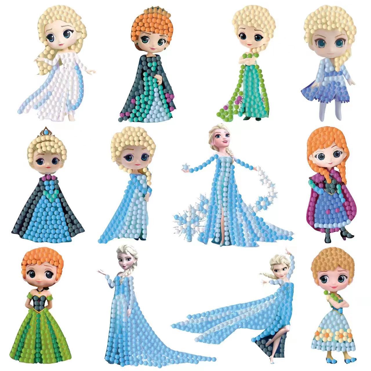 Kingdom Kids Education - Cartoon-Prinzessin 5D Diamant-Sticker für Kinder, DIY