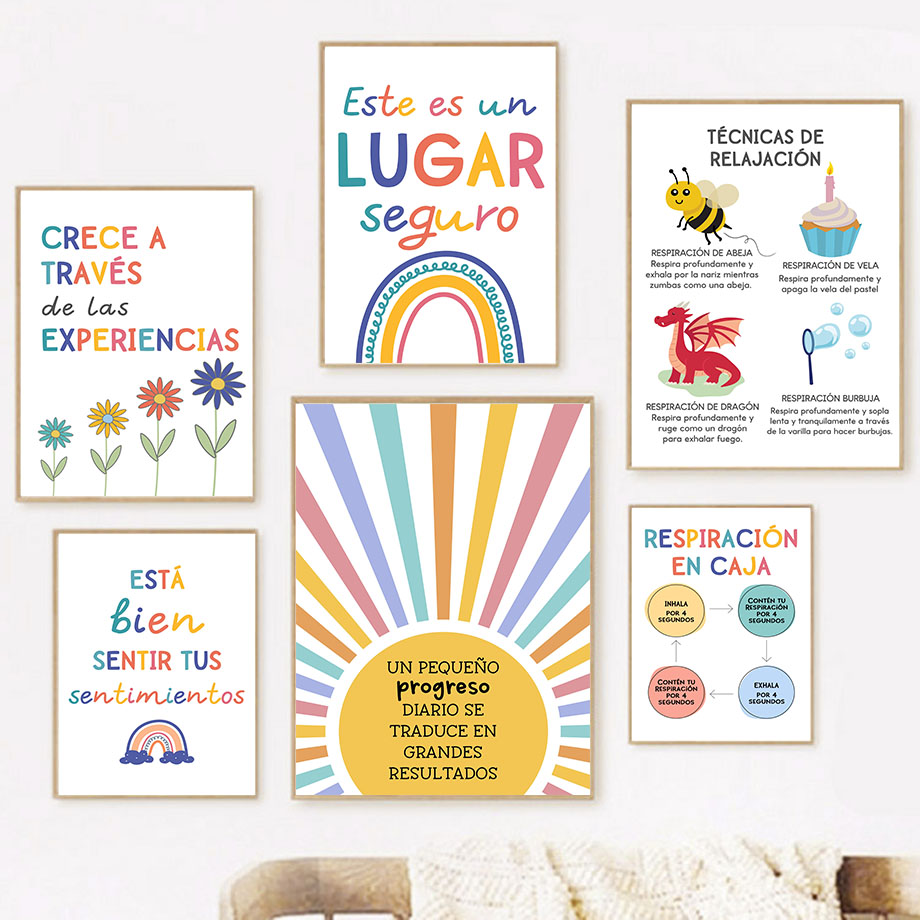 Kids No Education - Spanische Bildung Motto Regenbogen Sonnenschein Wand