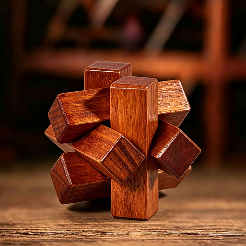 Brain Teaser Cube - Holzknoten-Puzzle IQ-Logiktraining Entwirrungs-Denksportspielzeug Lehrreiches Spaß-Herausforderungsspiel Geschenke
