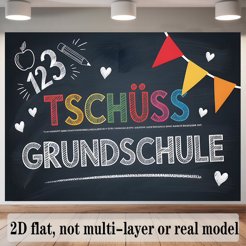 Kids Education Banner - Niedliches deutsches Kindergarten- und Vorschul-Dekorationsbanner, Wandteppich