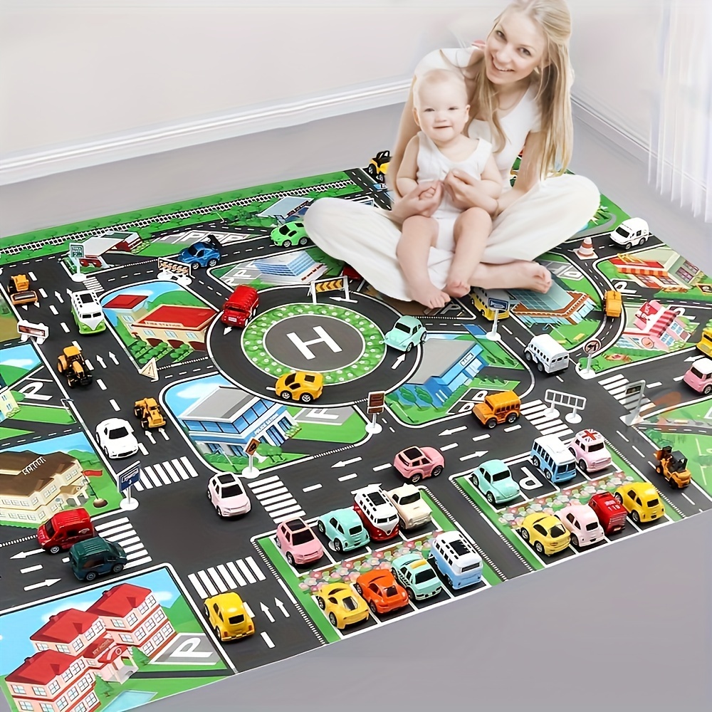 Kids No Education - 1 Stück, Stadtverkehr-Spielmatte, großes Spielpad, wasserdicht,