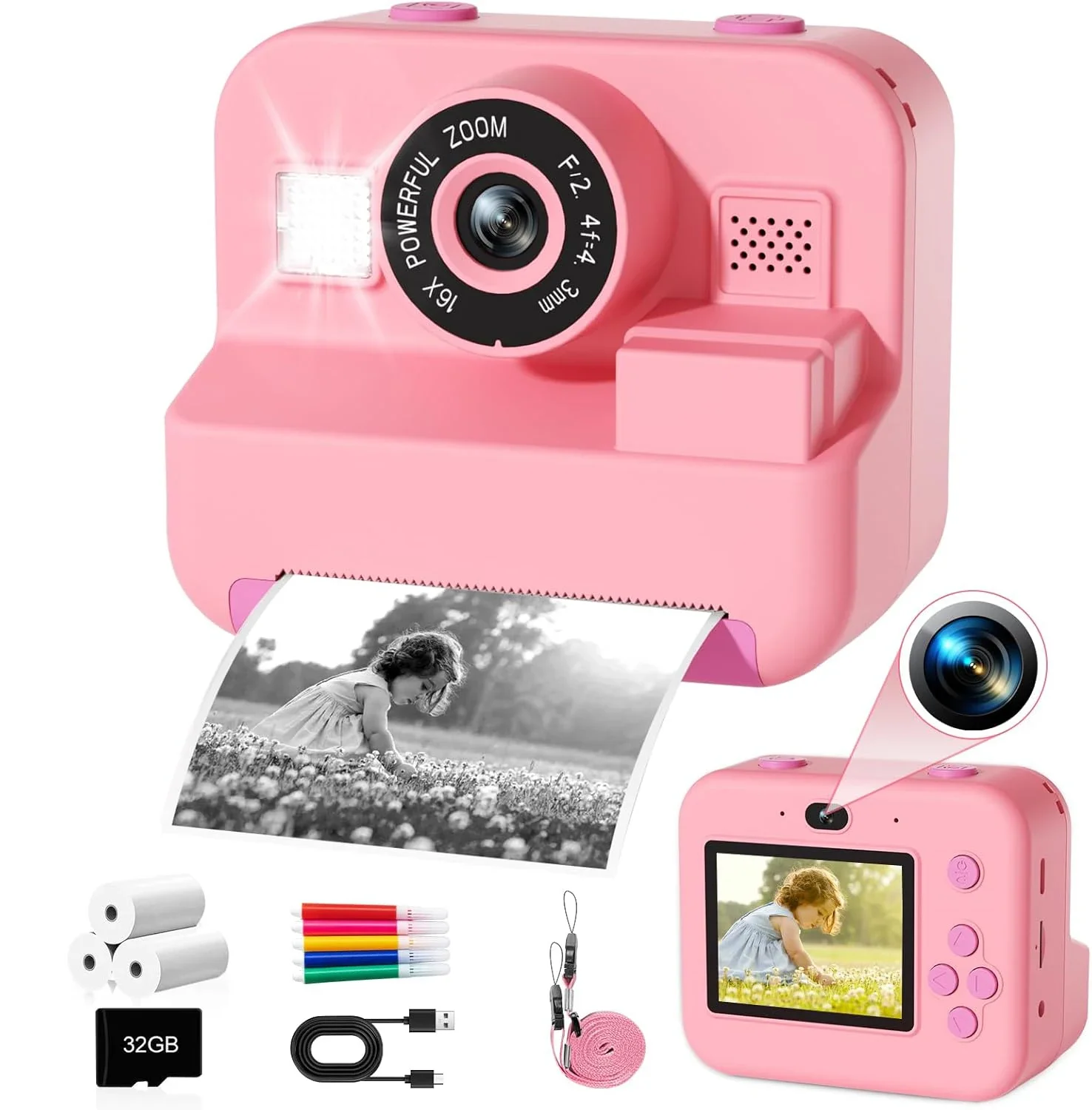 Japanese Kids Education - Digitale Kinder kamera, Sofort druck und