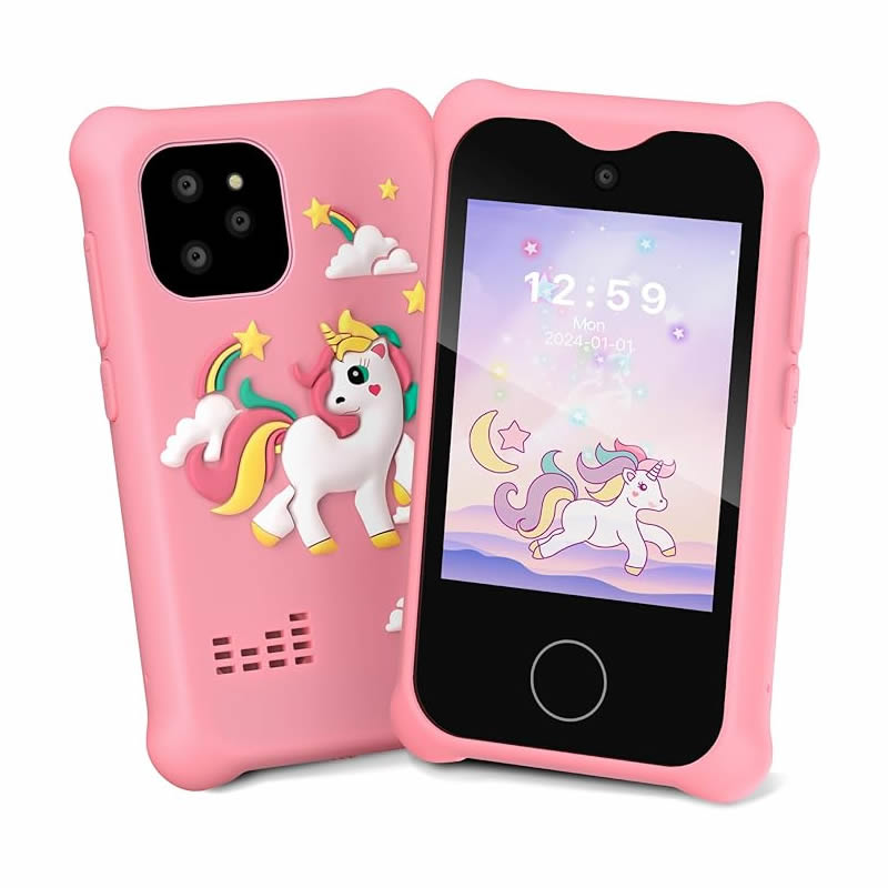 Kids Education Mobile - Digitalkamera Kinder-Smartphone MP3-Player Kamera-Spielzeug Touchscreen Einhorn